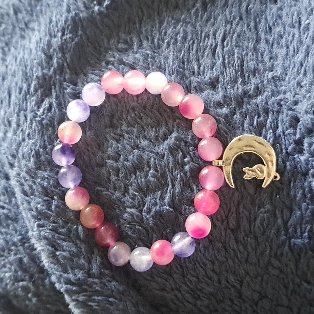 💜Purple chalcedony cat bracelet